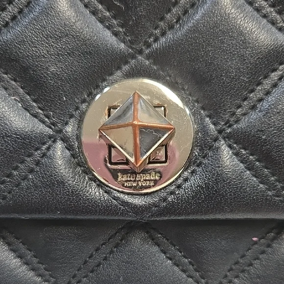 Kate Spade Natalia Black Quilted Leather Turnlock Shoulder Bag - Picture 2 of 8